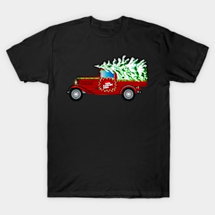 Merry Christmas Santa Is Coming In Red Truck T-Shirt